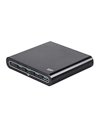 Monoprice 80W 5 Puertos USB Smart Charger con USB C y 4 Qualcomm Quick Charge 3.0 Tecnología Puertos USB A Negro