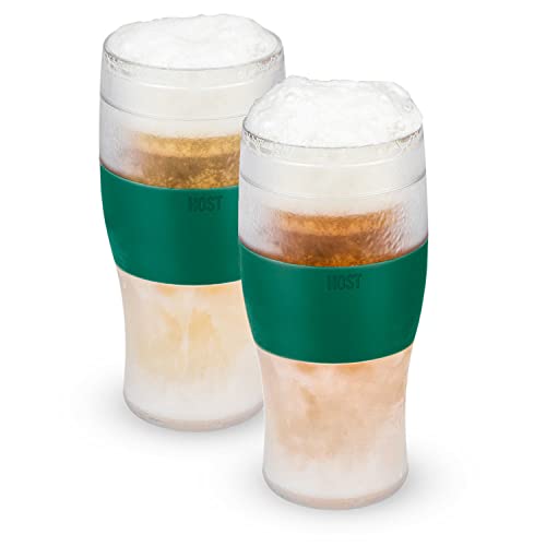 Host Freeze Beer Glasses, 16 ounce Freezer Gel Chiller Double Wall