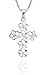 Honolulu Jewelry Company Sterling Silver Plumeria Cross CZ Necklace Pendant with 18