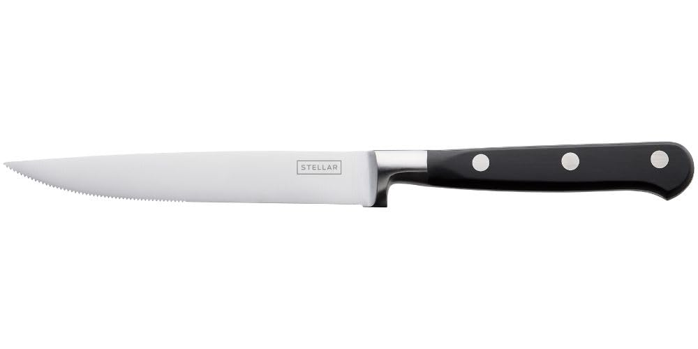 Stellar Classic 12cm / 5" Serrated Steak Knife, Stainless Steel Serrated Sharp Blade, Full Tang Riveted Handle, Dishwasher Safe — image 1