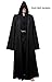 Tititina Men's Black Cloak Party Cosplay Costume Robe Cape,Adult Knight Cool Hooded Cloak,L