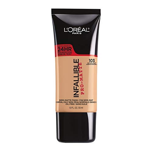 L'Oreal Paris Infallible Pro-Matte Foundation, Natural Buff [103] 1 oz (Pack of 7)
