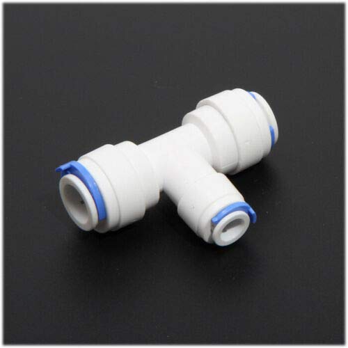 BE-TOOL Push Fit Connectors 3/8"+1/4" Equal Tee Connector Quick Connector Fitting for Fridges Aquarium and Reverse Osmosis Plumbing (Pack of 5)