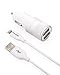 iPhone Car Charger, Shackle 4.8A Lightning Car Charger with 3.3ft Apple MFi Certified Lightning Cable for for iPhone 7/6S/6S Plus,6,5S,iPad - White