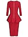 MUXXN Women's Vitnage Back Split Dresses OL Pencil Dress (Red XL)