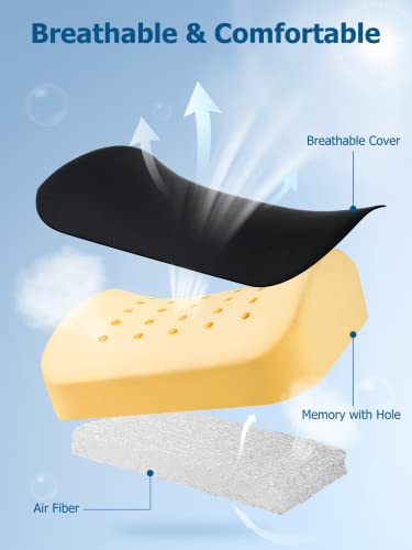 Lumbar Support Pillow for Office, Memory Form Back Support with Adjustable Strap& Breathable 3D Mesh & Air Fiber for Back Pain Relief, Lumbar Pillow for Gaming Chair Computer Car Seat