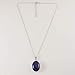Sterling Silver Natural Dark Blue Lapis Lazuli Gemstone Oval Handcrafted Pendant Necklace 18+2 inches Chain