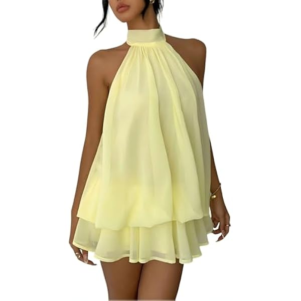 Amazon.com: Verdusa Women's Chiffon Halter Drop Waist Wedding Guest Dresses Ruffle Summer Loose Fit Mini Dress Brunch Outfits Beige X-Small : Clothing, Shoes & Jewelry Amazon.com: Verdusa Women's Chiffon Halter Drop Waist Wedding Guest Dresses Ruffle Summer Loose Fit Mini Dress Brunch Outfits Beige X-Small : Clothing, Shoes & Jewelry