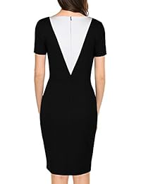 WOOSEA vestido de mujer de manga corta con colorblock Slim Bodycon Business Pencil Dress