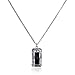Retro Design Rectangle Black Onyx Gemstone Pendant 925 Sterling Silver Women's Necklace, 18