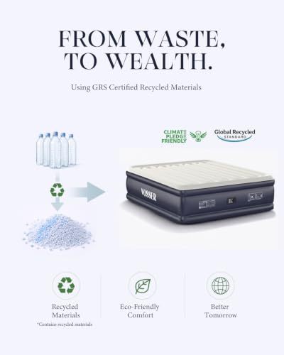 VOSSER King Size Air Mattress with Built-in Pump, 18" Raised, Blow Up Bed | Family Choice Award Winner, Heavy Duty Inflatable Blow Up Mattress,1000 lb,40% Thicker PVC,Durable Airbed,10-Year Support