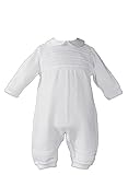 Boys Knit White Christening Baptism Coverall, 03