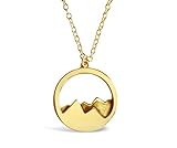 Mountain Necklace (RV2) for Outdoor Lovers, Skiers and Hikers (Gold Tone)