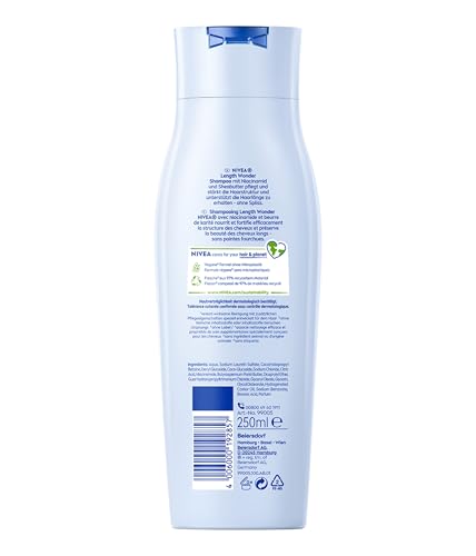 NIVEA Length Wonder stärkendes Shampoo, stärkendes Shampoo mit Niacinamid und Sheabutter, Pflegeshampoo für langes Haar ohne Spliss (250 ml) 7