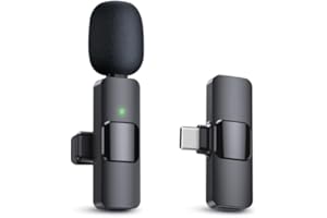 PQRQP Professional Wireless Microphone for iPhone 15 Series, ipad, Mini Microphone, Microphone for USB-C Phone, High Definition Sound Quality for Interview, Video Podcast, Vlog