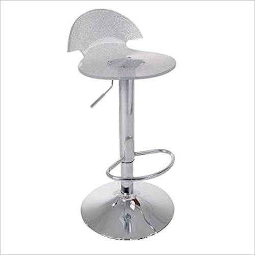 Modern Acrylic Bar Stools, Leatherette Exterior,Adjustable Swivel Gas Lift, Chrome Steel Footrest \u0026 Base Bar Chairs Breakfast Dining Stools for Kitchen Island Counter Bar Stools-White