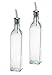 SET OF 4-16 Oz. (Ounce) Oil Vinegar Cruet, Square Tall Glass Bottle w/Stainless Steel Pourer Spout