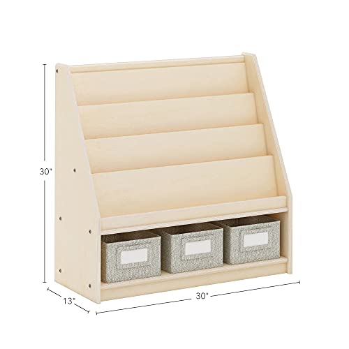 Guidecraft EdQ Essentials Book and Bin Display Natural with 3 Fabric