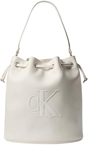 Damen Satchel Bag Tasche Bold Large Bucket mit Tunnelzugverschluss, Weiß (White Alyssum), Einheitsgröße