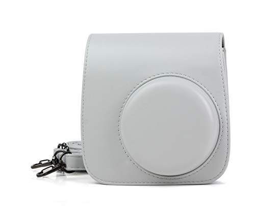 DKEnjoy Compatible Fuji Instax Mini 8/8+/9, PU Leather Camera Case Bag with Adjustable Strap for Fujifilm Instax Mini 8/8+/9 Instant Film Camera (Gray)