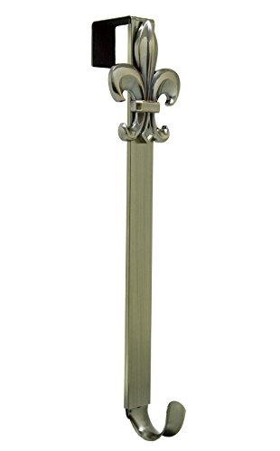 Adjustable Length Wreath Hanger with Removable Icon (Antique Brass - Fleur De Lis)