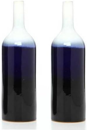 Hosley 2-Tone Blue Ceramic Vase ( Use with fresh, artificial, or dried flowers )