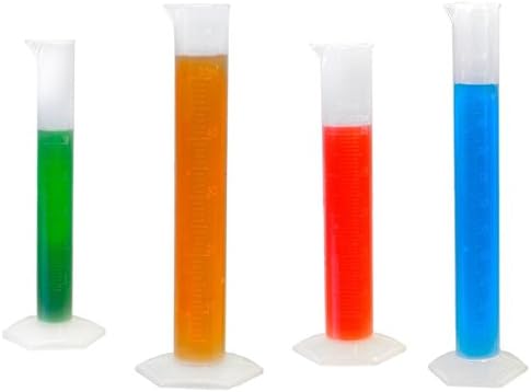 4 Piece Graduated Plastic Laboratory Cylinder Set 10, 25, 50,100 ml, KeL Scientific KS-2121