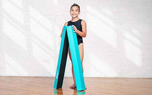 Springee 6ft Balance Beam - Extra Firm - Vinyl Folding Gymnastics Beam for Home (Teal)