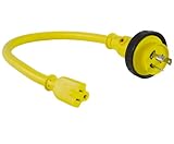 Conntek Marine Shore Pigtail Adapter Cord 30 Amp Shore Male Plug To 15 Amp Connentor with Light Indicator