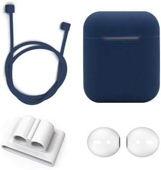 EarCom Silicone Earphone Protective Watch Band Holder; Anti-Lost Strap; Earbuds Hook Cover for Airpod Case (Blue)