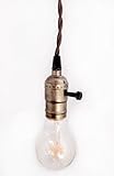 Fantado Single Copper Socket Vintage-Style Pendant Light Cord w/ Dimmer, 11 FT Twisted Brown Cloth Cord by PaperLanternStore