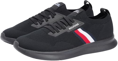 Herren Runner Sneaker Lightweight Knitted Low Top, Schwarz (Black), 43