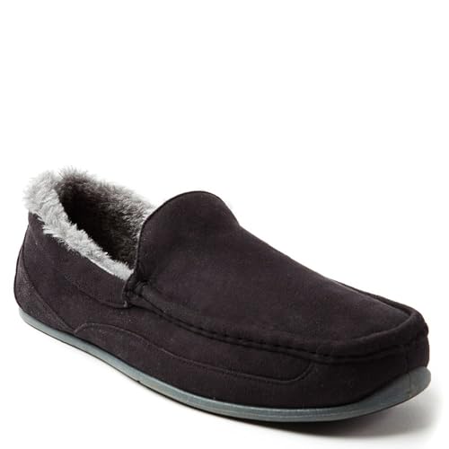 Deer Stags Men's Spun Moccasin Slipper, Black, 7 W