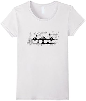 Women's SR-71 Recon Plane Blueprint T-Shirt XL White