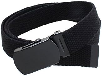 Kids Canvas Web Belt Flat Black Buckle/Tip Solid Color 44" Long 1" Wide