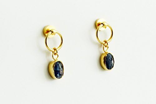Gold drop earrings with Blue kyanite