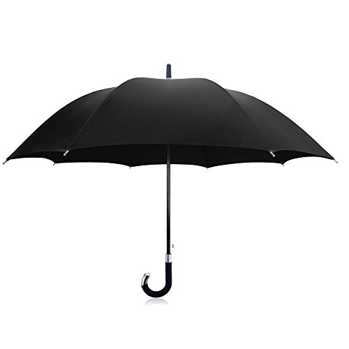 DAVEK ELITE UMBRELLA (Classic Black) - Quality Cane Umbrella with Automatic Open, Strong & Windproof