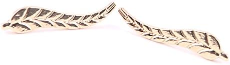 Women's Non Drop Earrings Beautiful Leaf Shape (Gold)