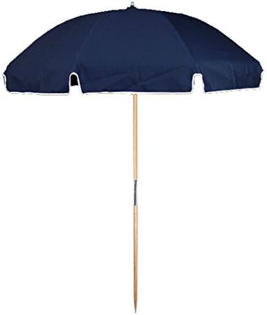 7.5 ft Frankford 50 UPF Wood Beach Umbrella - Olefin Fabric with Carry Bag