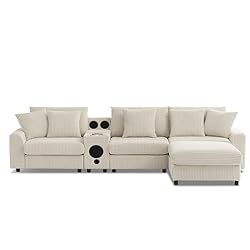 114-Inch L-Shaped Sectional Sofa with Removable