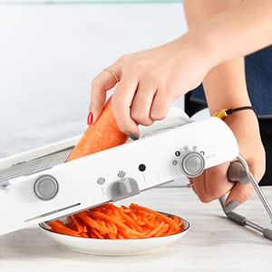 Multifunctional Vegetable Cutter, Adjustable Vegetable Slicer, Titanium Alloy Kitchen Slicer with Handle for Cutting Fruit and Vegetables, 35 x 13.5 x 17 cm