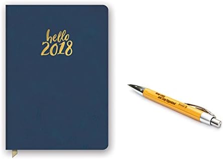 Orange Circle Studio 2018 Medium Leatheresque Weekly Agenda, Aug. 2017 - Dec. 2018, Hello Navy & Comes with Kemah Pen Made From Natural Bamboo