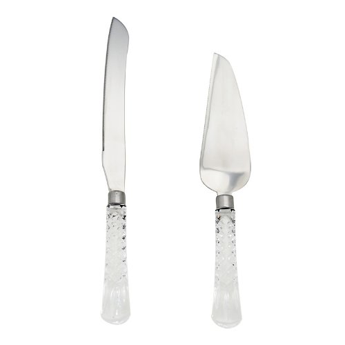 The Gorham Lady Anne 2 Piece Crystal and Stainless Dessert Set * Cake Knife & Pie Server * save