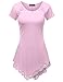 Doublju Lace Hem Asymmetrical Tunic Dress Top For Women With Plus Size BabyPink X Large