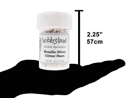 Hobbyland Edible Sprinkles (Metallic Silver Glitter Stars, 4.5g)