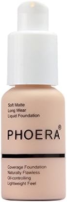 New 30ml PHOERA Matte Oil Control Concealer Liquid Foundation Cream Long Lasting Waterproof Cover Full Coverage Soft Brighten Long Wear Lightweight Feel Naturally Flawless All Day (101)