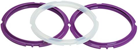 Replacement Sealing Rings for Instant Pot Cooker 3 Quart, Set of 3 in Purple and Clear. Authentic Double Indentation Construction. FDA Approved Food Grade Silicone. Set of 3