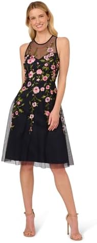 adrianna papell women's v-neck lace embroidered dress Adrianna Papell Women's V-Neck Embroidered Lace Gown