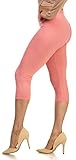 Lush Moda Extra Soft Capri Leggings - Variety of Colors - Mellow Pink, One Size fits Most (XS - XL)