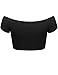 FPT Womens Basic Short Sleeve Off The Shoulder Crop Top BLACK MEDIUM